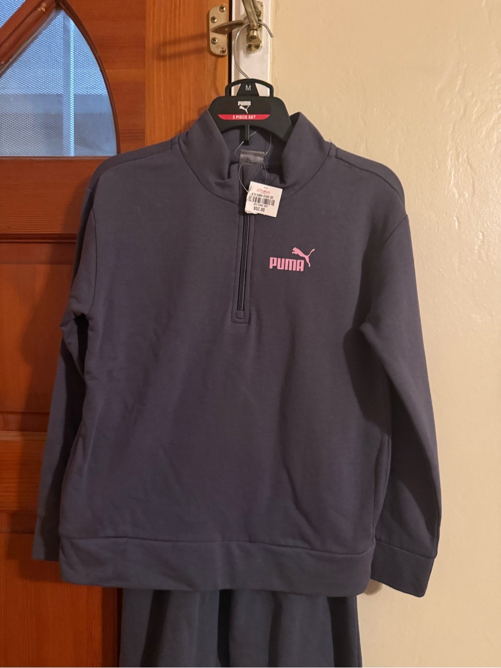 Puma Navy Zip-Up Kids Set with Pink Logo